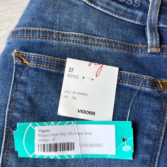 Vigoss ROYCE 70S HIGH RISE FLARE JEANS INDIGO SIZE 27/4 STITCH FIX NWT - Picture 4 of 4